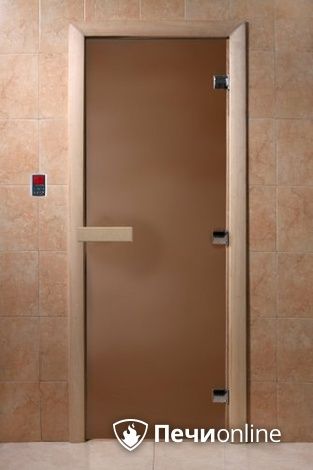 Стеклянная дверь Банный эксперт Бронза матовое, 8 мм, коробка ольха, 190/70