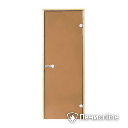 Дверь для бани Harvia Стеклянная дверь для сауны 7/19 коробка сосна бронза  D71901М