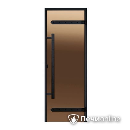 Дверь для бани Harvia Стеклянная дверь для сауны LEGEND 7/19 черная коробка сосна бронза  D71901МL